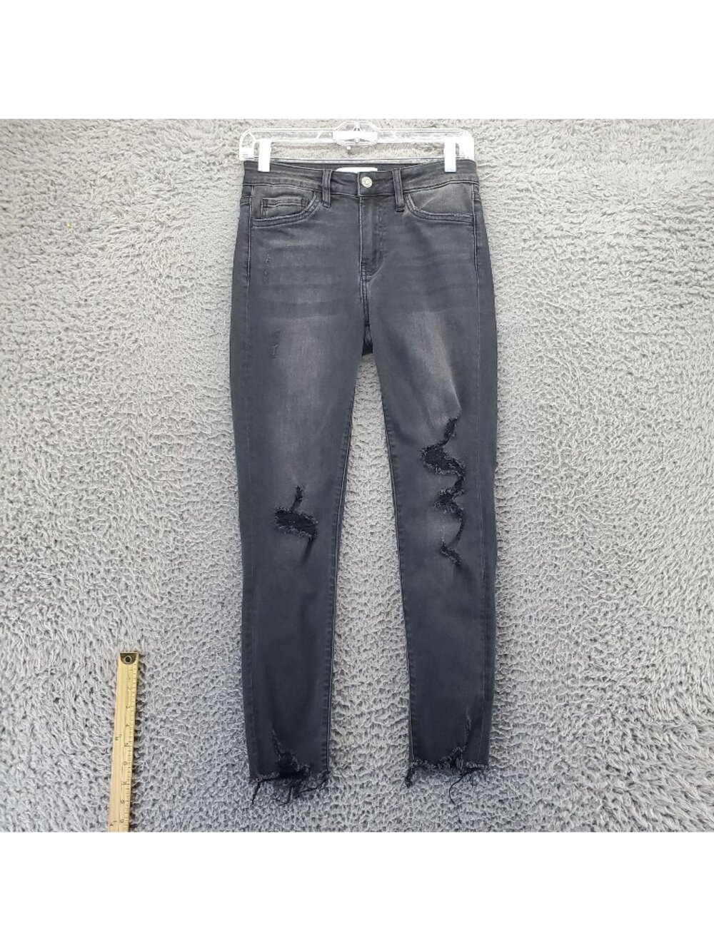 Flying Monkey Jeans Womens 26 Black Distressed Stretch Skinny *Read*